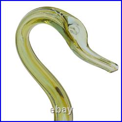 Swan Art Glass 17 Hand Blown Dish MidCentury Murano Green Copper Swirl Vtg EUC