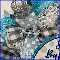 Sweet Baby Boy Wreath Handmade Deco Mesh