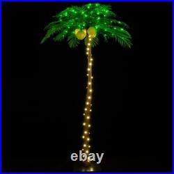 TYBEEU 7ft Lighted Palm Tree 208 LED Lights with Glowing Coconuts Dimmable