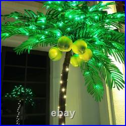 TYBEEU 7ft Lighted Palm Tree 208 LED Lights with Glowing Coconuts Dimmable