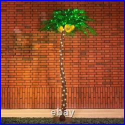 TYBEEU 7ft Lighted Palm Tree 208 LED Lights with Glowing Coconuts Dimmable