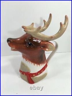 Target Threshold reindeer drink pitcher Ceramic Christmas Hot Cocoa HTF Rare