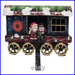 Target Vintage 2005 Christmas Express Stocking Holder Santa Snowman Metal Train