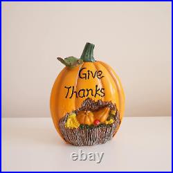 Thanksgiving Pumpkin Decor, 7.5 Inch Polyresin Pumpkin Figurine Harvest Gift Fal Thanksgiving Pumpkin Decor, 7.5 Inch Polyresin Pumpkin Figurine Harvest Gift Fal