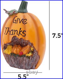 Thanksgiving Pumpkin Decor, 7.5 Inch Polyresin Pumpkin Figurine Harvest Gift Fal Thanksgiving Pumpkin Decor, 7.5 Inch Polyresin Pumpkin Figurine Harvest Gift Fal