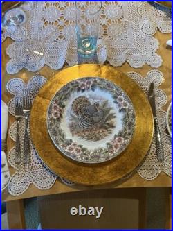 Thanksgiving Set Of 12 10 Dinner Plates & 12 8 Salad/desert Mott Factory Set