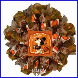 Thanksgiving Thankful Doggie Deco Mesh Wreath Handmade