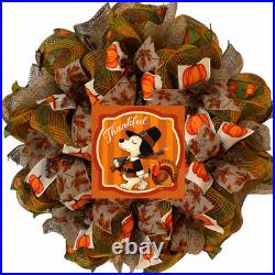 Thanksgiving Thankful Doggie Deco Mesh Wreath Handmade