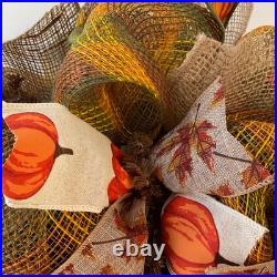 Thanksgiving Thankful Doggie Deco Mesh Wreath Handmade