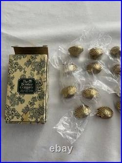 The Bombay Company 12 Solid Brass Shell Vintage Place Card Holders + Cards