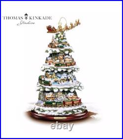 Thomas Kinkade Animated Tabletop Christmas Tree with Train Wonderland Express