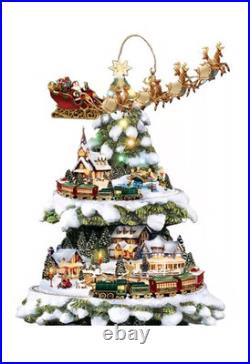 Thomas Kinkade Animated Tabletop Christmas Tree with Train Wonderland Express