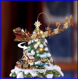 Thomas Kinkade Animated Tabletop Christmas Tree with Train Wonderland Express