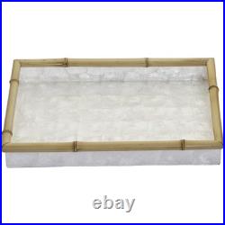 Three pc Capiz Shell Lined Bamboo Serving Trays Set Ivory Three pc Capiz Shell Lined Bamboo Serving Trays Set Ivory