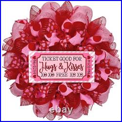 Ticket Good For Hugs and KIsses Valentine's Day Wreath Handmade
