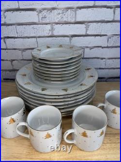 Tienshan Golden Pines 20 Pieces 8 Plates 8 Saucers 4 Cups Nearly Mint