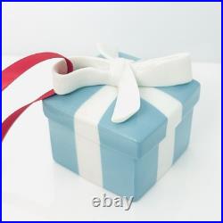 Tiffany Blue Gift Box Trinket Christmas Holiday Ornament Bone China Porcelain