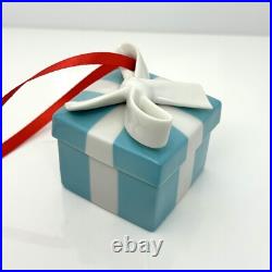 Tiffany Blue Gift Box Trinket Christmas Holiday Ornament Bone China Porcelain