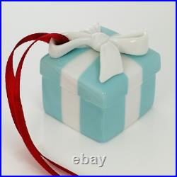 Tiffany Blue Gift Box Trinket Christmas Holiday Ornament Bone China Porcelain