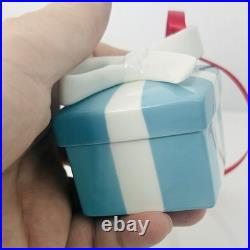 Tiffany Blue Gift Box Trinket Christmas Holiday Ornament Bone China Porcelain