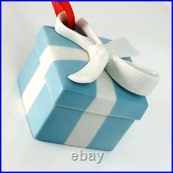 Tiffany Blue Gift Box Trinket Christmas Holiday Ornament Bone China Porcelain