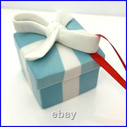 Tiffany Blue Gift Box Trinket Christmas Holiday Ornament Bone China Porcelain