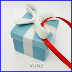 Tiffany Blue Gift Box Trinket Christmas Holiday Ornament Bone China Porcelain