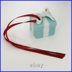 Tiffany Blue Gift Box Trinket Christmas Holiday Ornament Bone China Porcelain