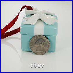 Tiffany Blue Gift Box Trinket Christmas Holiday Ornament Bone China Porcelain