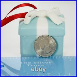 Tiffany Blue Gift Box Trinket Christmas Holiday Ornament Bone China Porcelain