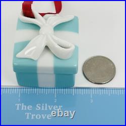 Tiffany Blue Gift Box Trinket Christmas Holiday Ornament Bone China Porcelain