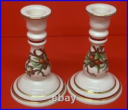 Tiffany & Co Tiffany Garland Candle Stick Pair Gold Trim Holiday Decor 6.5