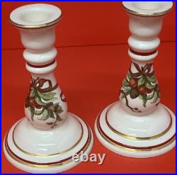 Tiffany & Co Tiffany Garland Candle Stick Pair Gold Trim Holiday Decor 6.5