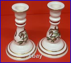 Tiffany & Co Tiffany Garland Candle Stick Pair Gold Trim Holiday Decor 6.5
