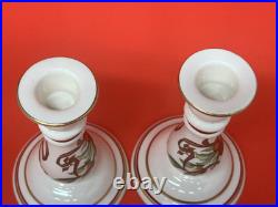 Tiffany & Co Tiffany Garland Candle Stick Pair Gold Trim Holiday Decor 6.5