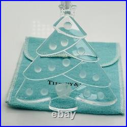 Tiffany Crystal Large Christmas Tree Holiday Ornament with White Ribbon