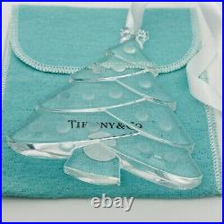 Tiffany Crystal Large Christmas Tree Holiday Ornament with White Ribbon