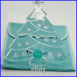 Tiffany Crystal Large Christmas Tree Holiday Ornament with White Ribbon