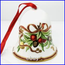 Tiffany Holiday Bell Ornament Christmas Mistletoe Bone China Porcelain