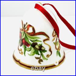 Tiffany Holiday Bell Ornament Christmas Mistletoe Bone China Porcelain