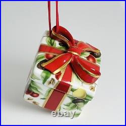 Tiffany Holiday Gift Box and Bow Christmas Holiday Ornament Bone China Porcelain Tiffany Holiday Gift Box and Bow Christmas Holiday Ornament Bone China Porcelain