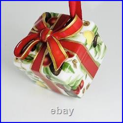 Tiffany Holiday Gift Box and Bow Christmas Holiday Ornament Bone China Porcelain Tiffany Holiday Gift Box and Bow Christmas Holiday Ornament Bone China Porcelain