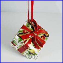 Tiffany Holiday Gift Box and Bow Christmas Holiday Ornament Bone China Porcelain Tiffany Holiday Gift Box and Bow Christmas Holiday Ornament Bone China Porcelain