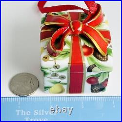 Tiffany Holiday Gift Box and Bow Christmas Holiday Ornament Bone China Porcelain Tiffany Holiday Gift Box and Bow Christmas Holiday Ornament Bone China Porcelain