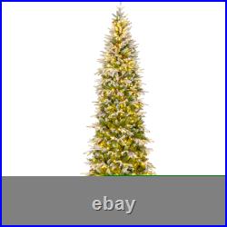 Topbuy 6/7.5/9 FT Pre-Lit Artificial Christmas Tree Snow Flocked Hinged Xmas