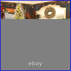 Topbuy 6/7.5/9 FT Pre-Lit Artificial Christmas Tree Snow Flocked Hinged Xmas
