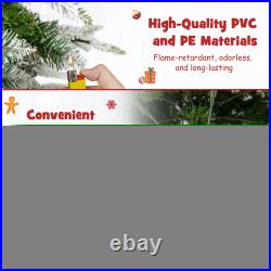Topbuy 6/7.5/9 FT Pre-Lit Artificial Christmas Tree Snow Flocked Hinged Xmas
