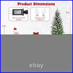 Topbuy 6/7.5/9 FT Pre-Lit Artificial Christmas Tree Snow Flocked Hinged Xmas