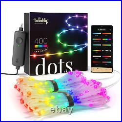 Twinkly Dots App-Controlled Flexible USB LED Lights 400 RGB Clear Wire(Open Box)