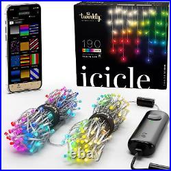 Twinkly Icicle Clear Wire Christmas Lights, Multicolor, 190 RGBW LED, 16.4ft